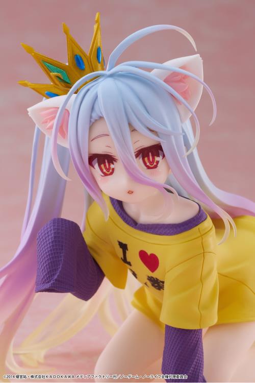 Taito No Game No Life Desktop Cute Shiro Cat Ear T-Shirt Ver. Figure