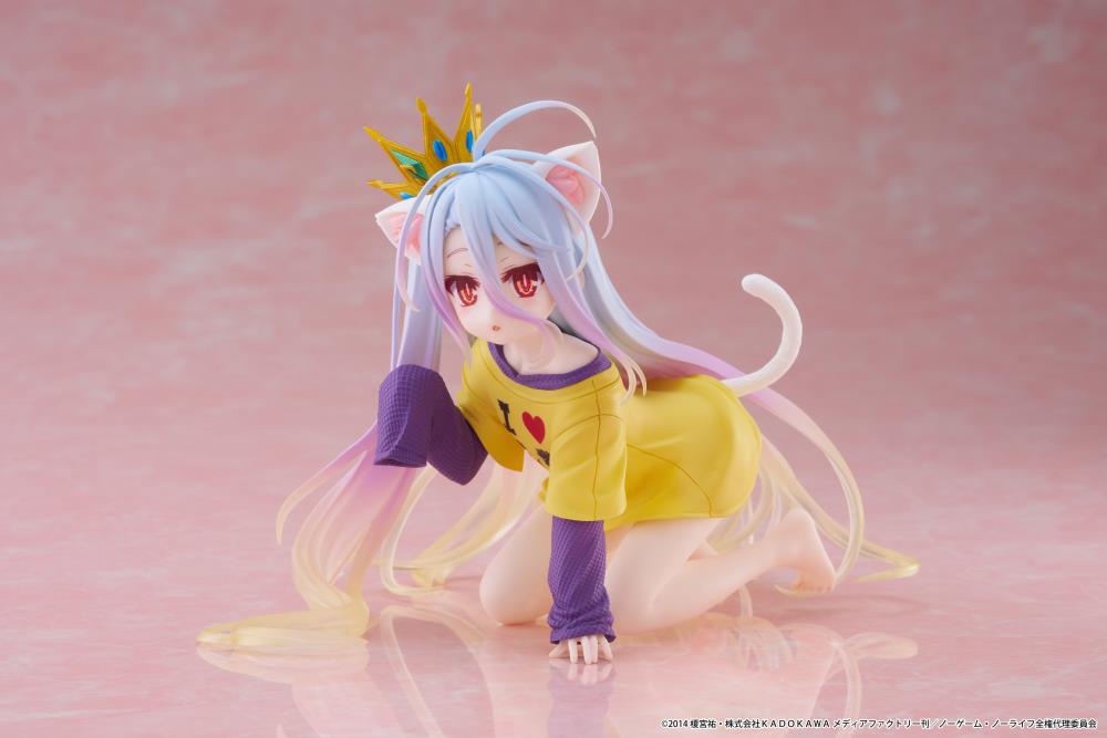 Taito No Game No Life Desktop Cute Shiro Cat Ear T-Shirt Ver. Figure