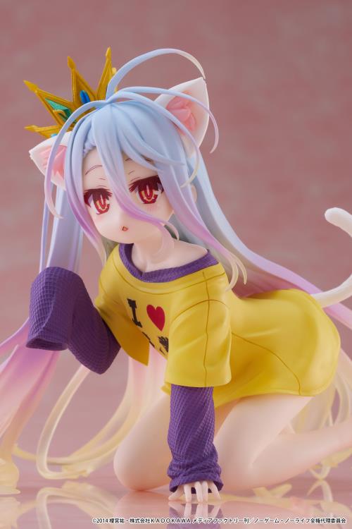 Taito No Game No Life Desktop Cute Shiro Cat Ear T-Shirt Ver. Figure
